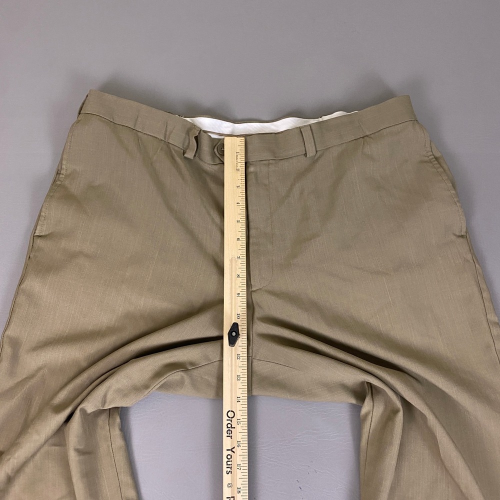 Haggar Khaki Dress Pants Men's Size 40x30 Tan No Iron Business Casual Flat Front - Picture 7 of 12